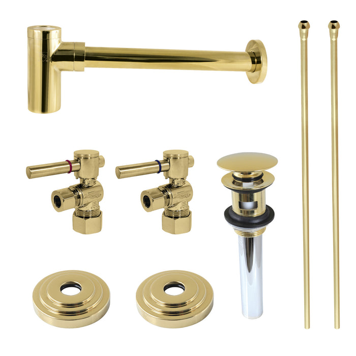 Trimscape CC53302DLTRMK1 Modern Plumbing Sink Trim Kit with Bottle Trap and Drain (No Overflow), Polished Brass