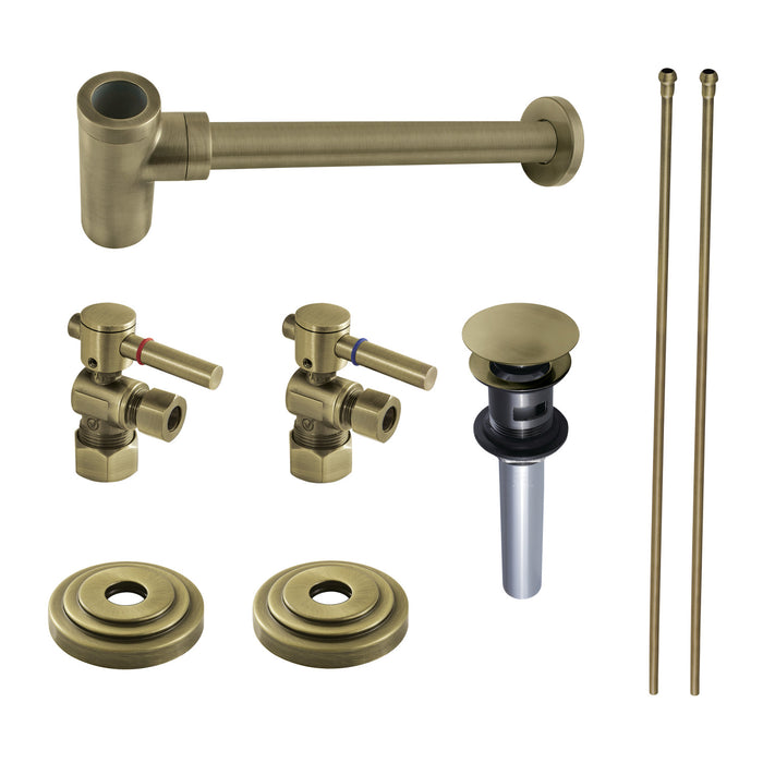 Trimscape CC53303DLTRMK2 Modern Plumbing Sink Trim Kit with Bottle Trap and Overflow Drain, Antique Brass