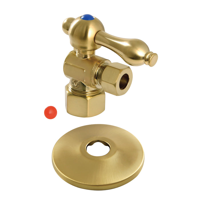 Vintage CC53307K 5/8-Inch O.D. Comp x 3/8-Inch O.D. Comp Quarter-Turn Angle Shut-Off Valve with Flange, Brushed Brass