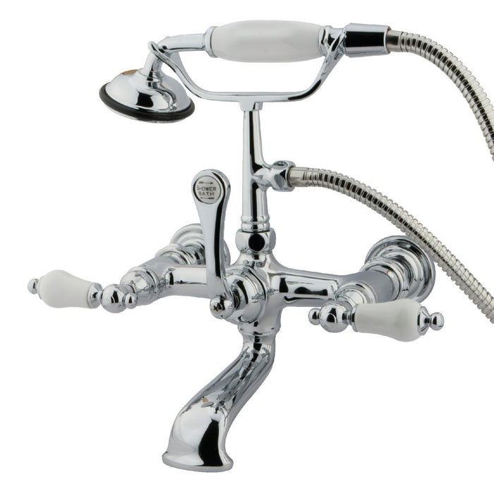 Vintage CC554T1 Three-Handle 2-Hole Tub Wall Mount Clawfoot Tub Faucet with Hand Shower, Polished Chrome