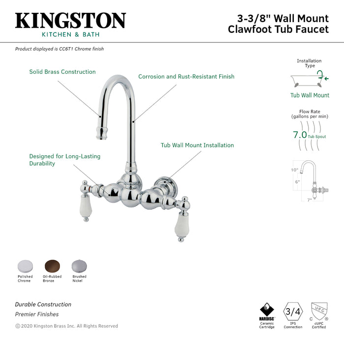 Vintage CC5T5 Two-Handle 2-Hole Tub Wall Mount Clawfoot Tub Faucet, Oil Rubbed Bronze