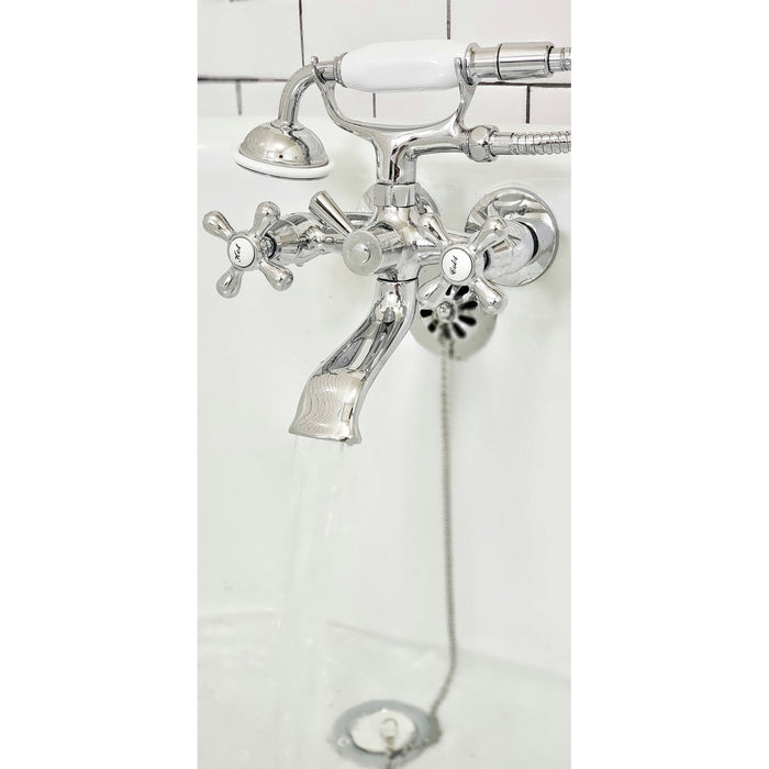 Kingston Brass AET100-1 Polished Chrome Aqua Vintage Wall Mount Clawfoot  Tub Faucet Body Only - Less Handles and Hand Shower Cradle 