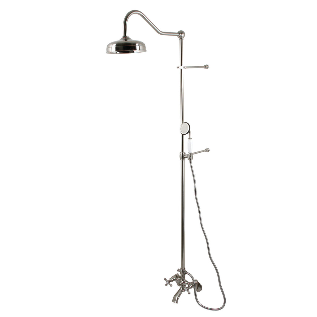 Kingston Brass CCK2182PL Vintage High Rise Gooseneck Clawfoot Tub and Shower Package, Polished Brass