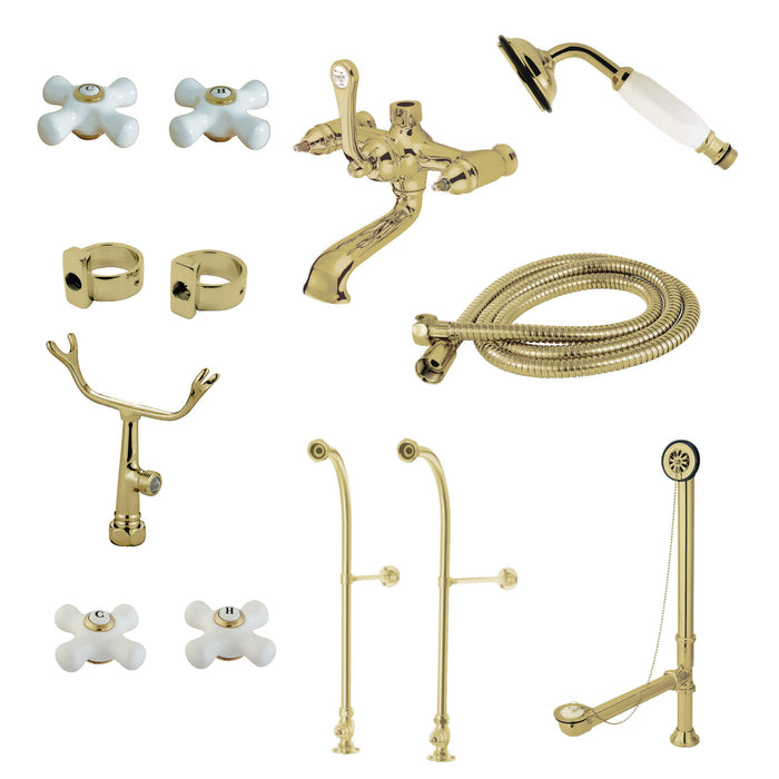 Vintage CCK5172PX Freestanding Clawfoot Tub Faucet Package with Supply Line, Polished Brass