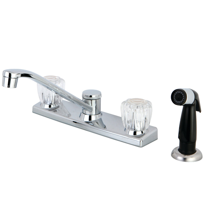 Columbia FB122 Two-Handle 4-Hole 8" Centerset Kitchen Faucet with Side Sprayer, Polished Chrome