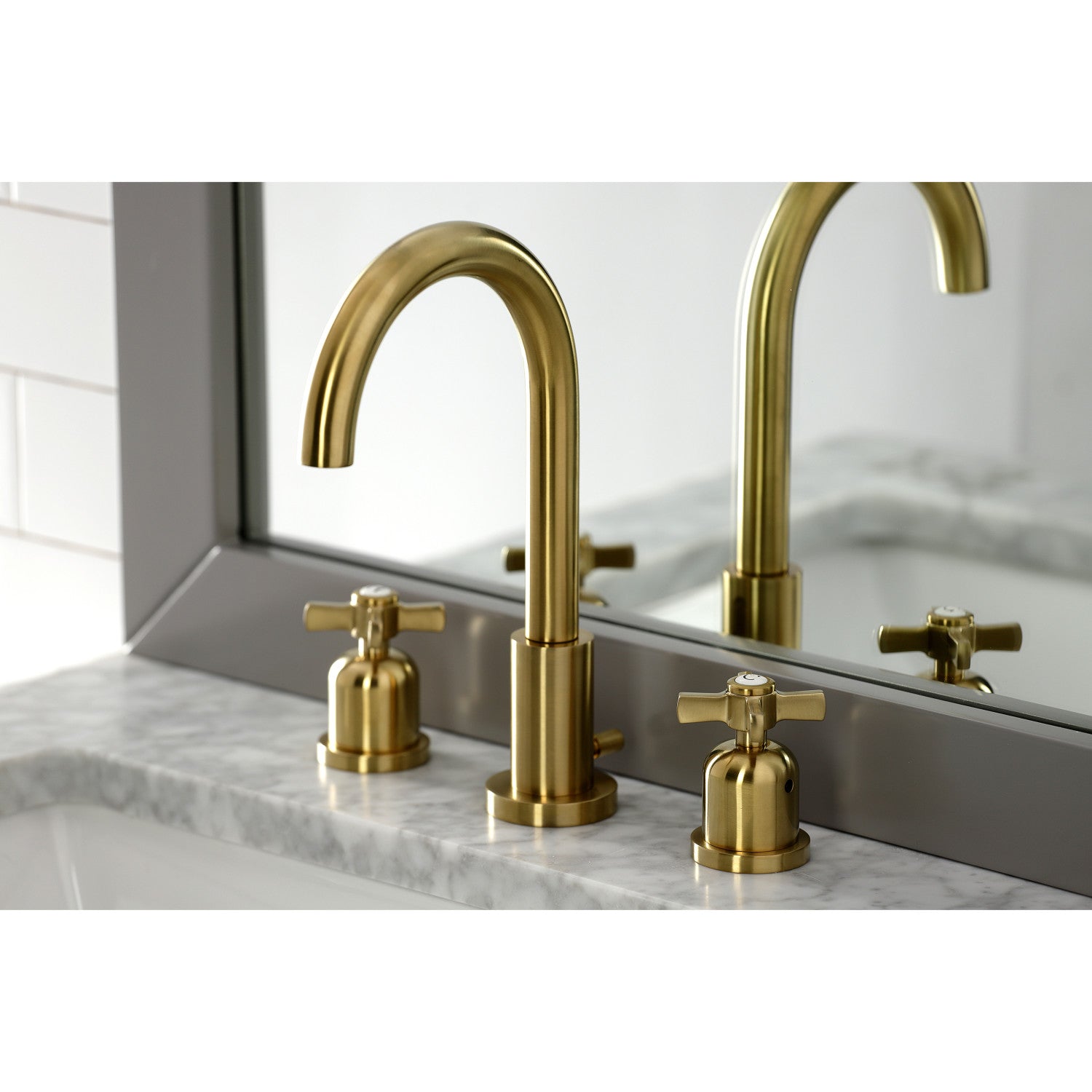 Millennium FSC8923ZX Two-Handle 3-Hole Deck Mount Widespread Bathroom  Faucet with Pop-Up Drain, Brushed Brass