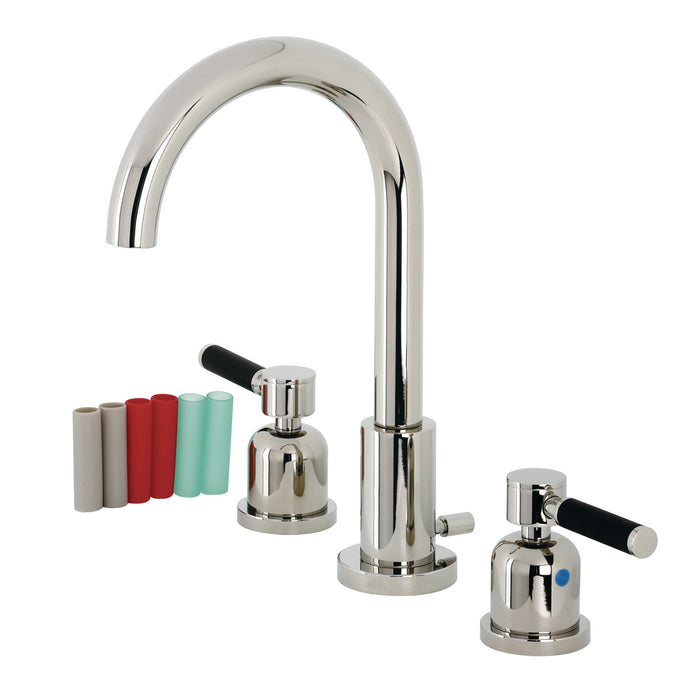 Kaiser FSC8929DKL Two-Handle 3-Hole Deck Mount Widespread Bathroom Faucet with Pop-Up Drain, Polished Nickel