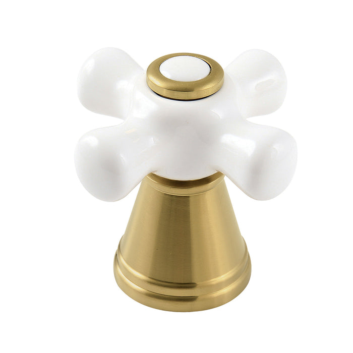 FSCDH1973APX Porcelain Cross Handle, Diverter for Tub and Shower Faucet, Brushed Brass