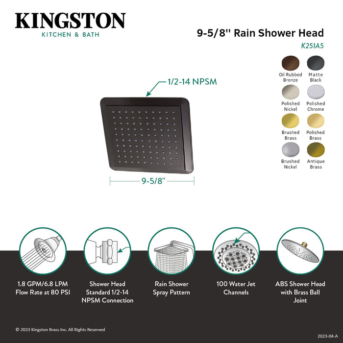 Shower Scape K251A5 9-5/8-Inch Square Rainfall ABS Shower Head, Oil Rubbed Bronze