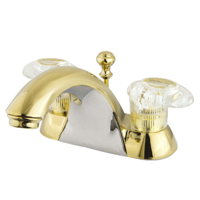 Naples KB2152 Double-Handle 3-Hole Deck Mount 4-Inch Centerset Bathroom Faucet with ABS Pop-Up Drain, Polished Brass