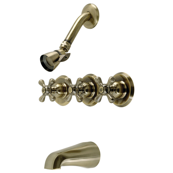 Victorian KB233AXAB Triple-Handle Tub and Shower Faucet, Antique Brass