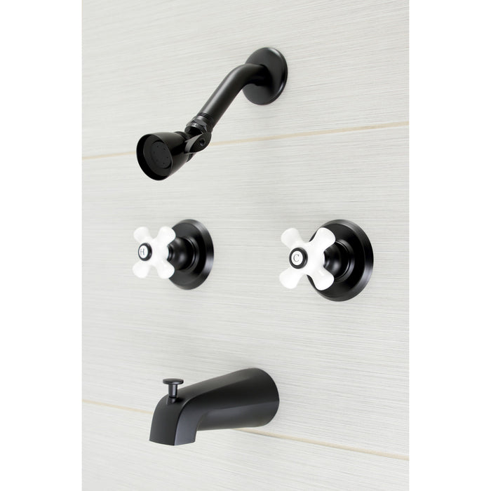 Kingston Brass Victorian KB240PX Two-Handle 4-Hole Wall Mount Tub and  Shower Faucet, Default Title