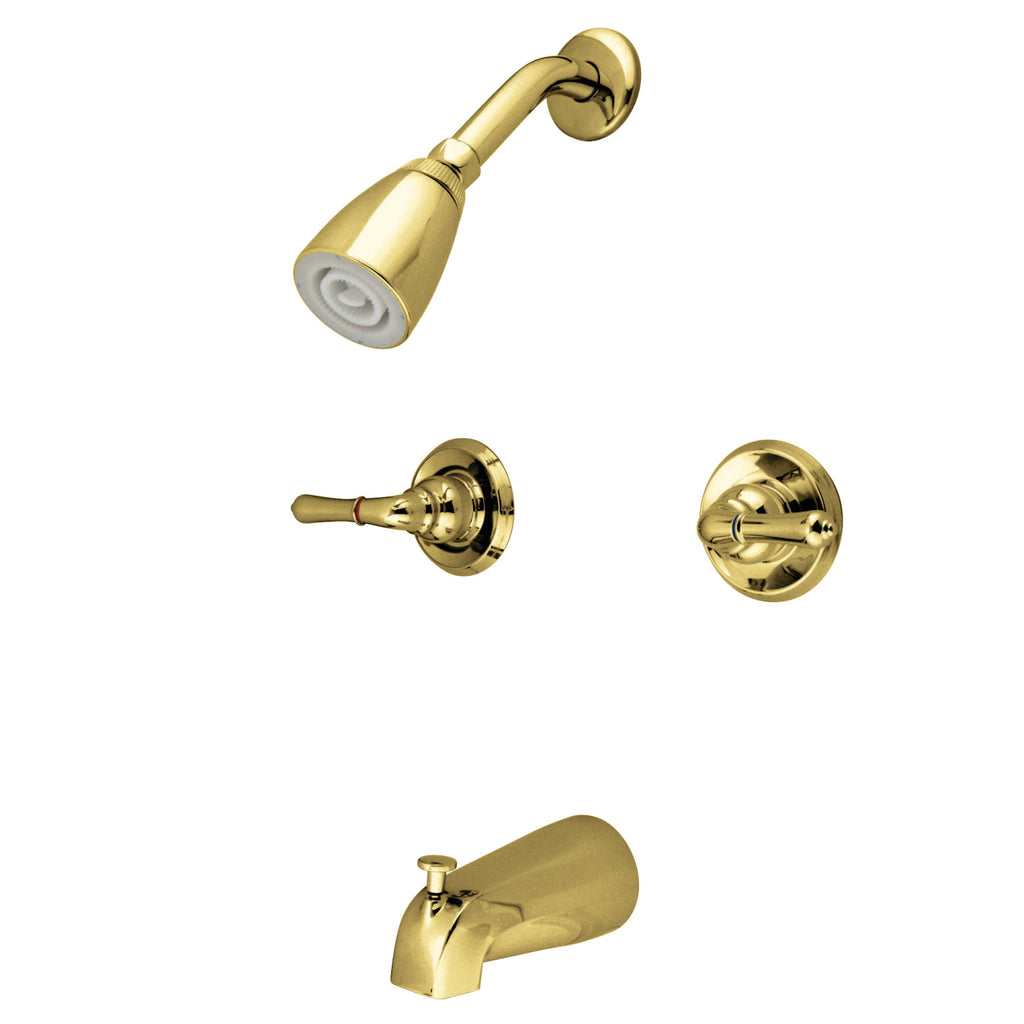 KB242 4-Hole Kingston Magellan Shower Brass Tub Two-Handle Pol Wall Faucet, and Mount