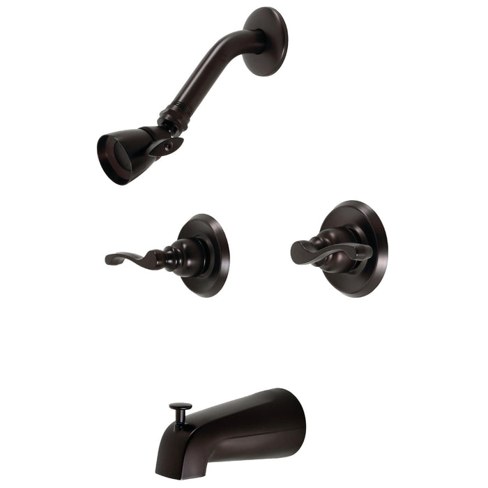 Royal KB245FL Two-Handle 4-Hole Wall Mount Tub and Shower Faucet, Oil Rubbed Bronze