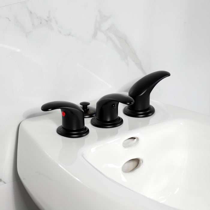 Legacy KB320LL Three-Handle Deck Mount Bidet Faucet with Brass Pop-Up, Matte Black