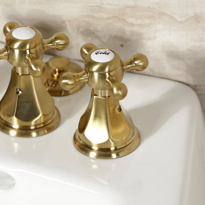 Metropolitan KB327BX Three-Handle Vertical Spray Bidet Faucet with Brass Pop-Up, Brushed Brass