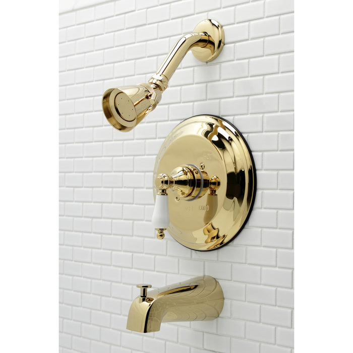 KB3632PLT Single-Handle Pressure Balanced Tub and Shower Faucet, Trim Only, Polished Brass