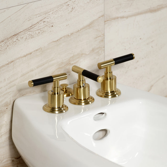 Kaiser KB6327CKL Three-Handle Vertical Spray Bidet Faucet with Brass Pop-Up, Brushed Brass