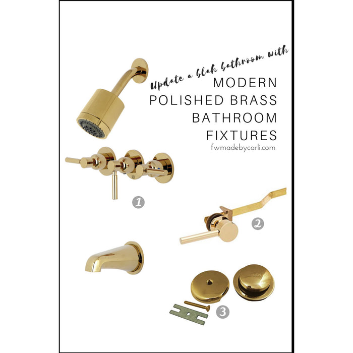 Kingston Brass Concord KBX8132DL Three-Handle 5-Hole Wall Mount Tub and  Shower Faucet