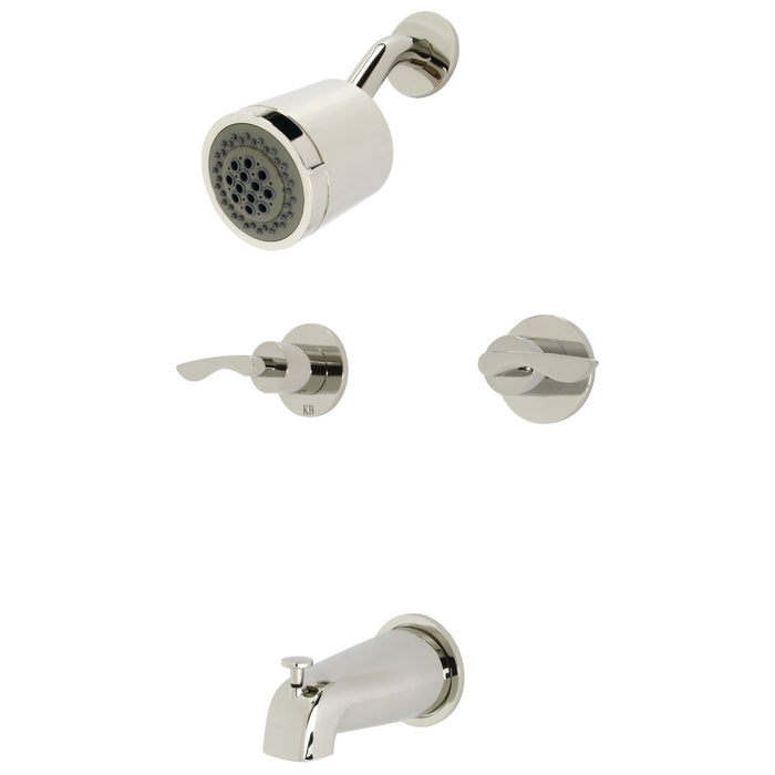 Serena KBX8146SVL Two-Handle 4-Hole Wall Mount Tub and Shower Faucet, Polished Nickel