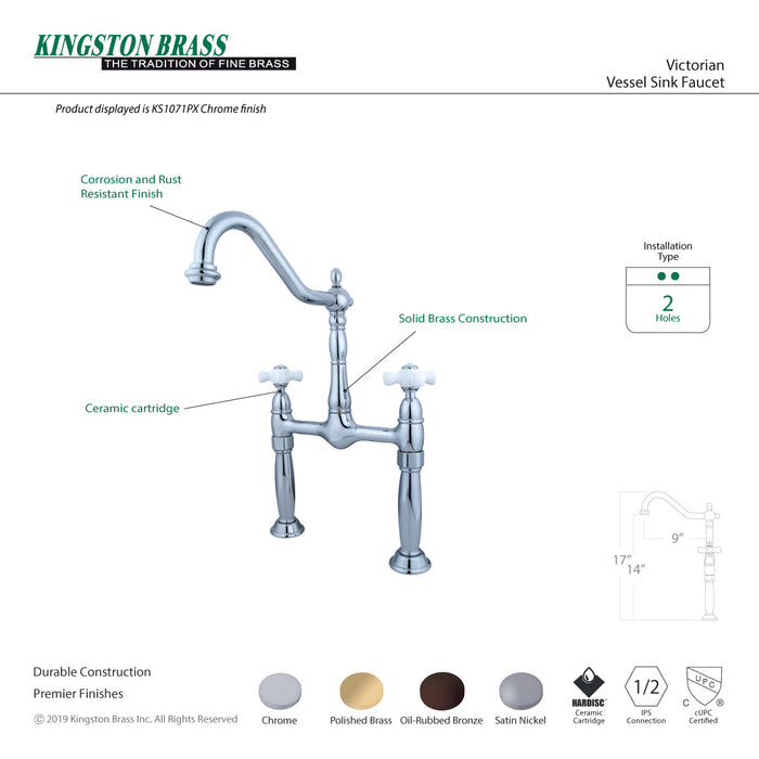 Victorian KS1075PX Two-Handle 2-Hole Deck Mount Bridge Vessel Faucet, Oil Rubbed Bronze