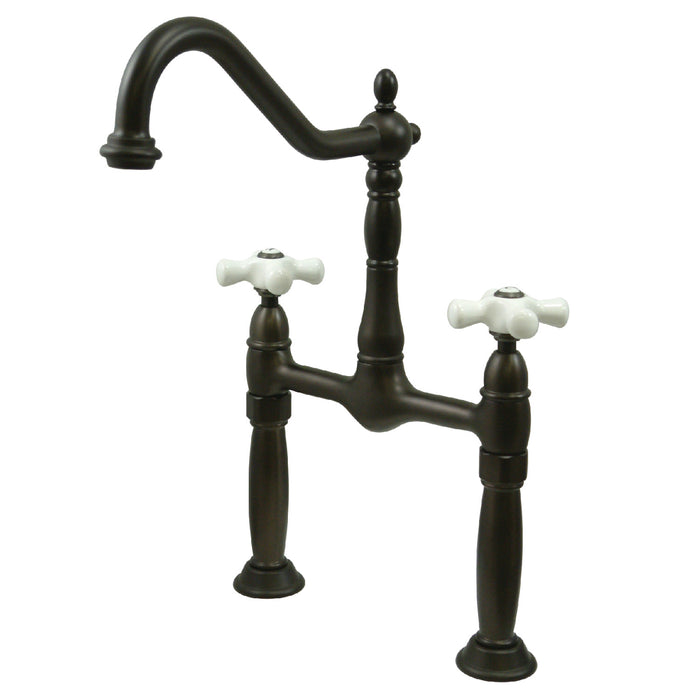 Victorian KS1075PX Two-Handle 2-Hole Deck Mount Bridge Vessel Faucet, Oil Rubbed Bronze