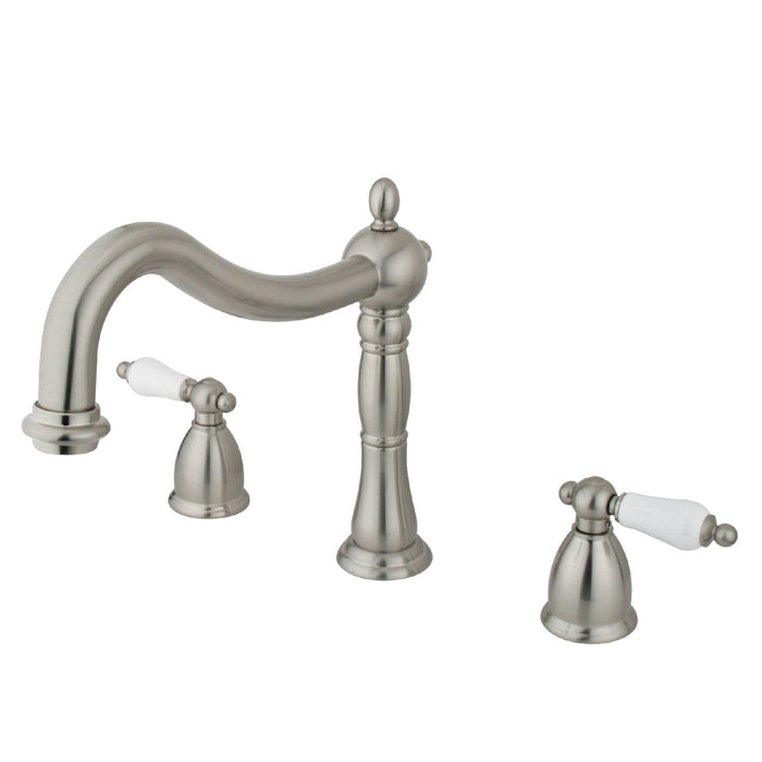 Heritage KS1348PL Two-Handle 3-Hole Deck Mount Roman Tub Faucet, Brushed Nickel