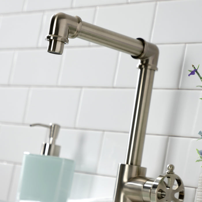 Belknap KS144RXBN Single-Handle 1-Hole Deck Mount Bathroom Faucet with Push Pop-Up, Brushed Nickel