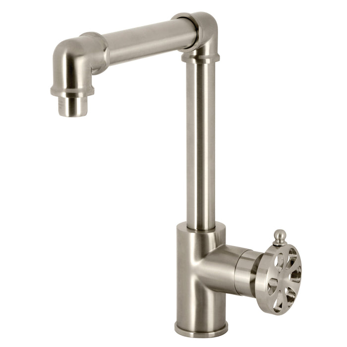 Belknap KS144RXBN Single-Handle 1-Hole Deck Mount Bathroom Faucet with Push Pop-Up, Brushed Nickel