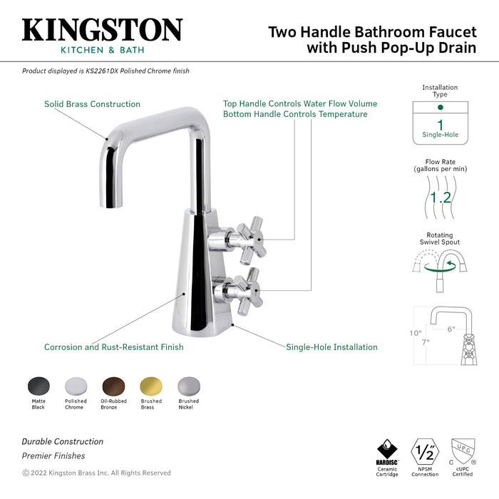 Constantine KS2265DX Two-Handle 1-Hole Bathroom Faucet with Push Pop-Up Drain, Oil Rubbed Bronze