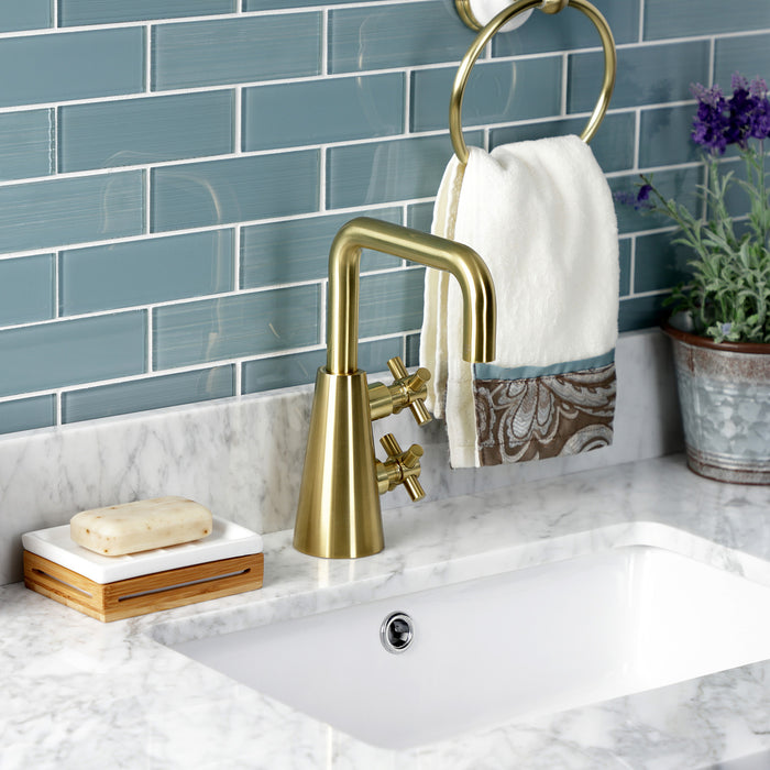 Constantine KS2267DX Two-Handle 1-Hole Bathroom Faucet with Push Pop-Up Drain, Brushed Brass