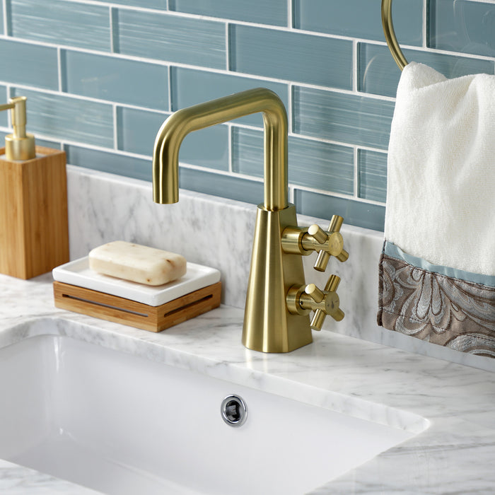 Constantine KS2267DX Two-Handle 1-Hole Bathroom Faucet with Push Pop-Up Drain, Brushed Brass