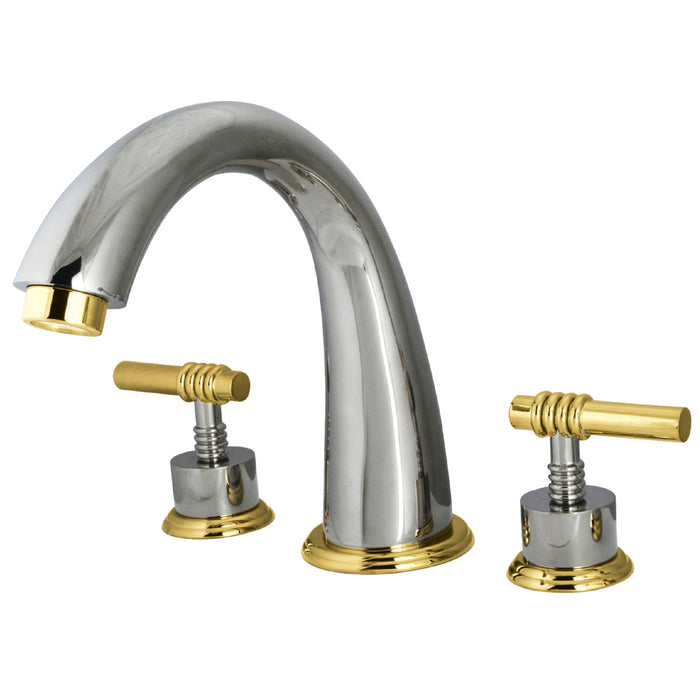 Milano KS2364ML Two-Handle 3-Hole Deck Mount Roman Tub Faucet, Polished Chrome/Polished Brass