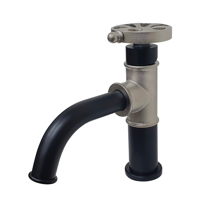 Belknap KS2828RX One-Handle 1-Hole Bathroom Faucet with Push Pop-Up Drain, Matte Black/Brushed Nickel