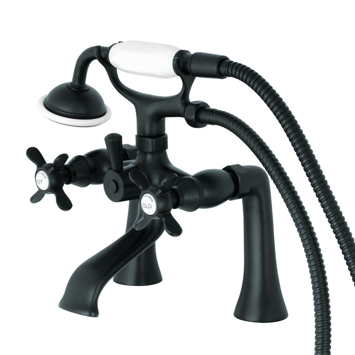 Essex KS288MB Three-Handle 2-Hole Deck Mount Clawfoot Tub Faucet with Hand Shower, Matte Black