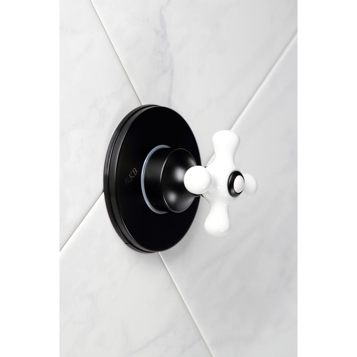 KS3030PX Single-Handle Wall Mount Three-Way Diverter Valve with Trim Kit, Matte Black