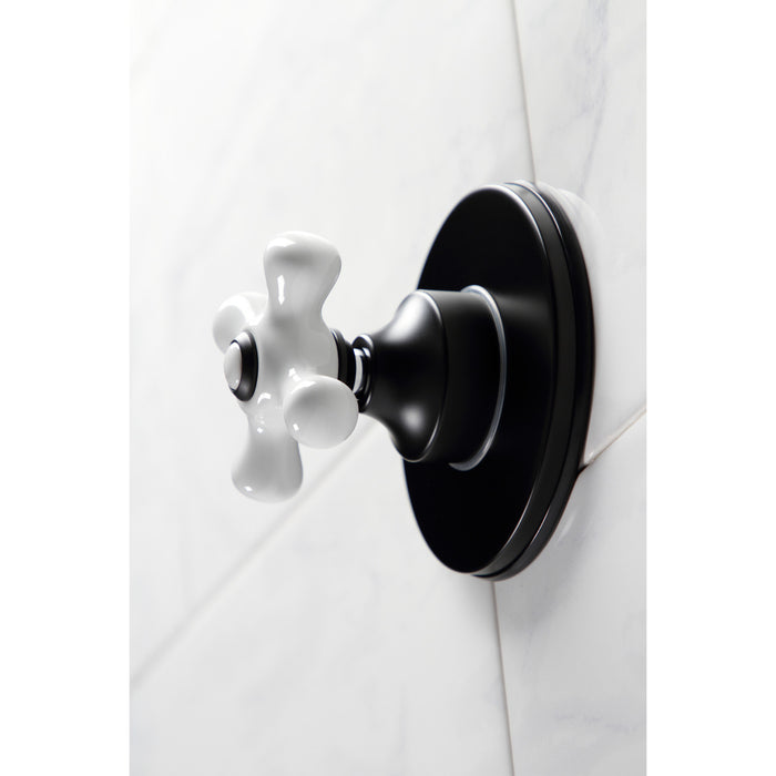 KS3030PX Single-Handle Wall Mount Three-Way Diverter Valve with Trim Kit, Matte Black