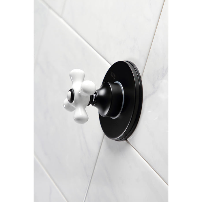 KS3030PX Single-Handle Wall Mount Three-Way Diverter Valve with Trim Kit, Matte Black