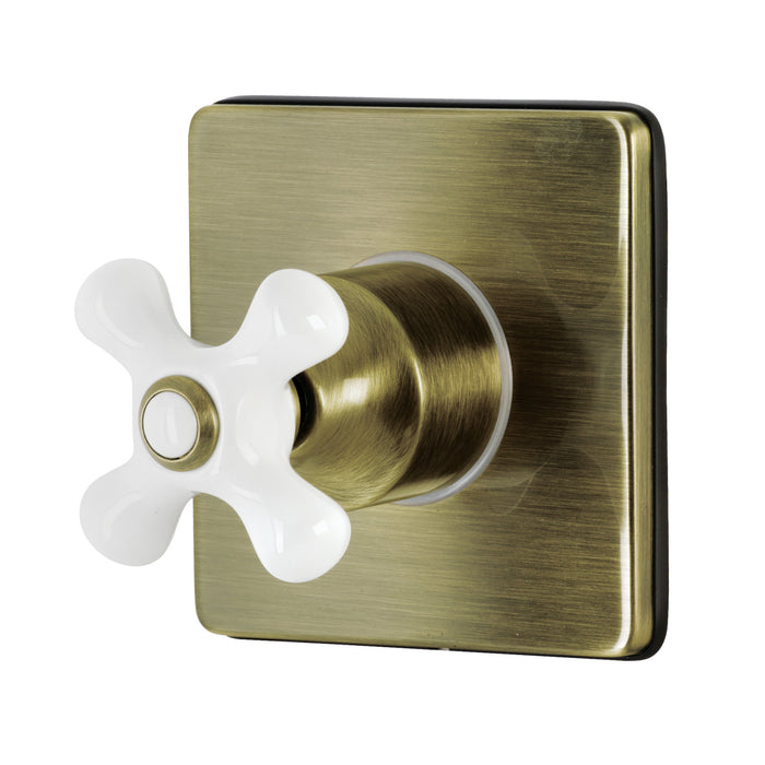 KS3043PX Single-Handle Three-Way Diverter Valve with Square Trim Kit, Antique Brass