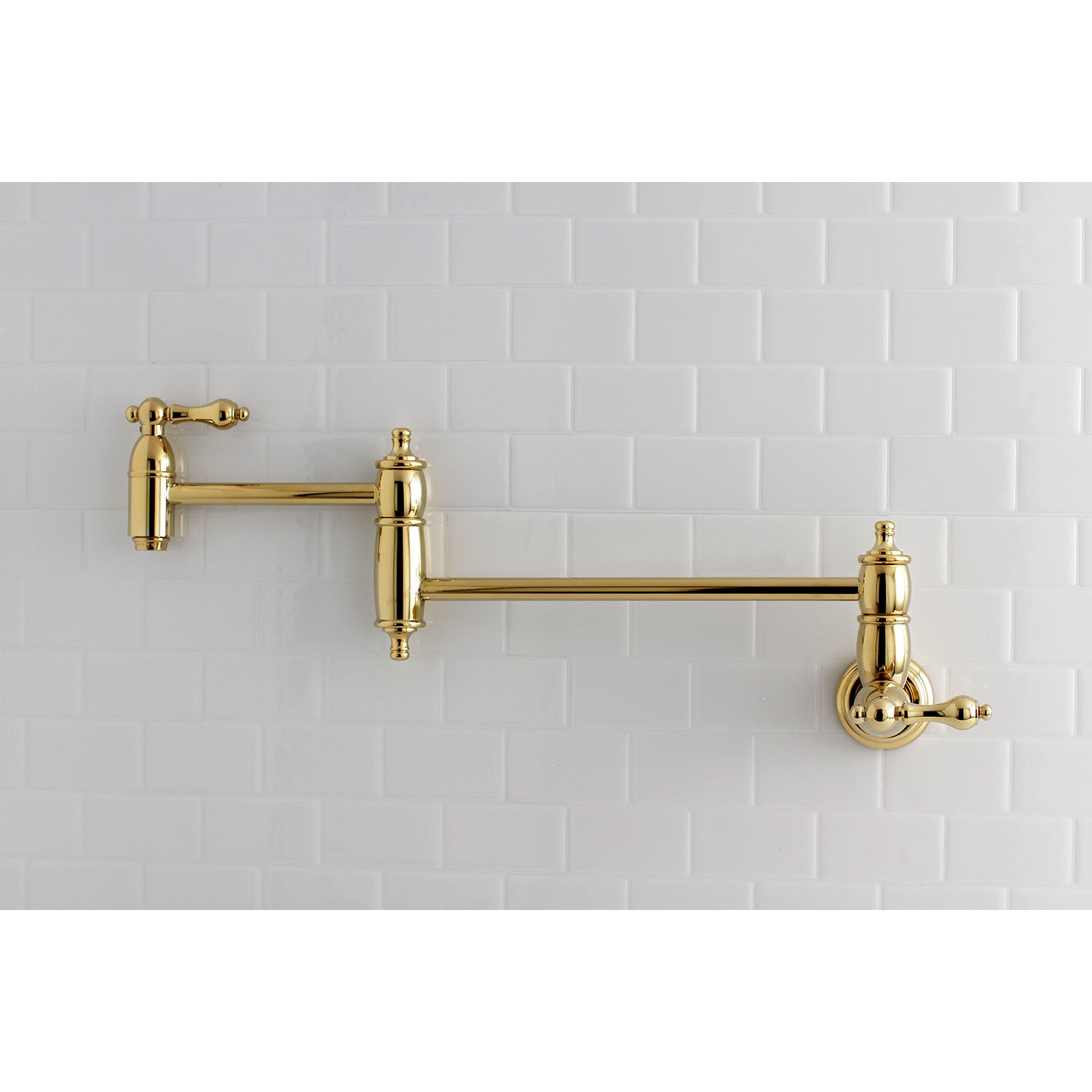 Kingston Brass Restoration KS3102AL Two-Handle 1-Hole Wall Mount Pot Filler,  Polished