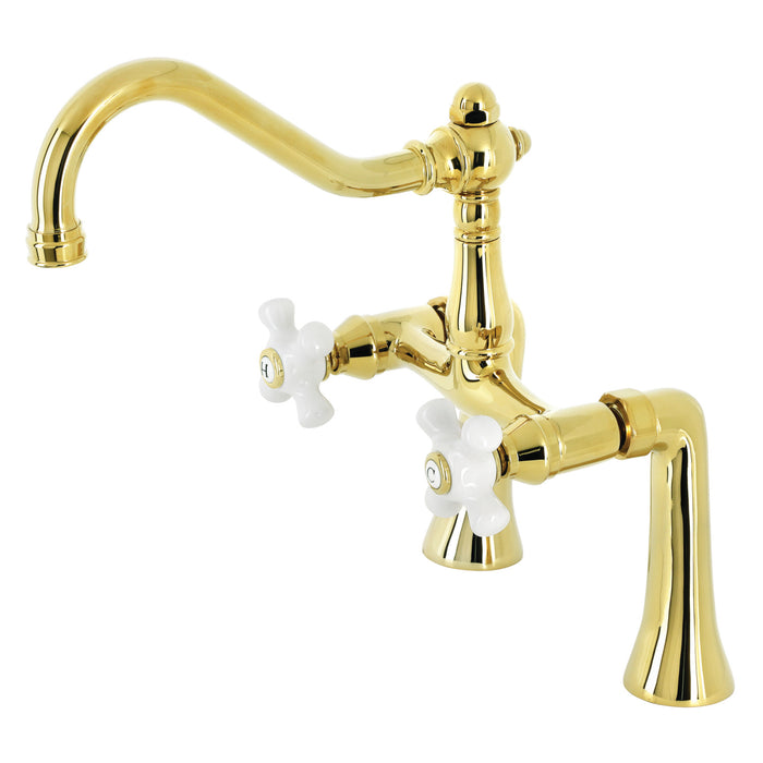 Restoration KS3232PX Two-Handle 2-Hole Deck Mount Clawfoot Tub Faucet, Polished Brass