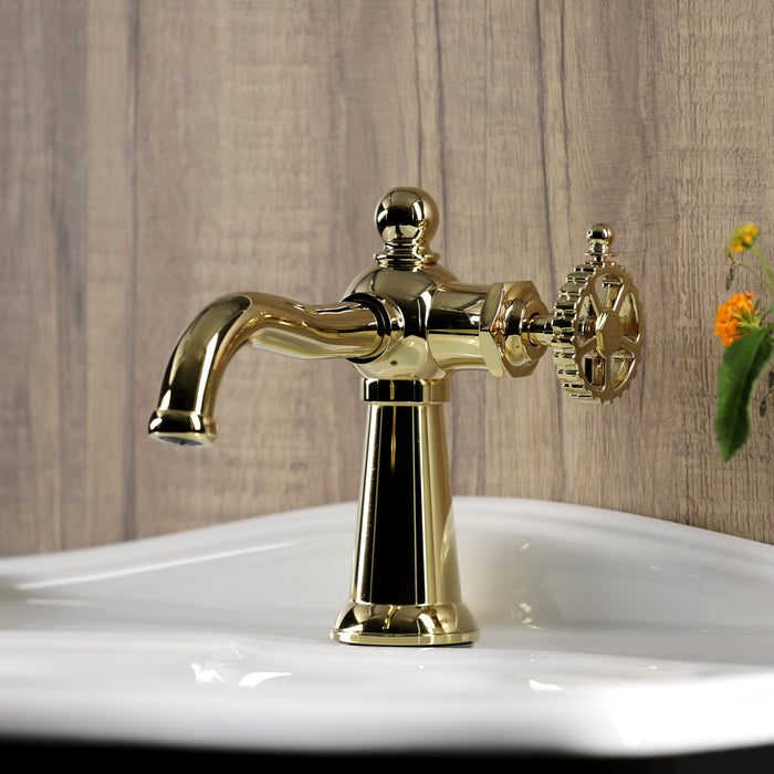 Fuller KS3542CG One-Handle 1-Hole Bathroom Faucet with Push Pop-Up Drain, Polished Brass