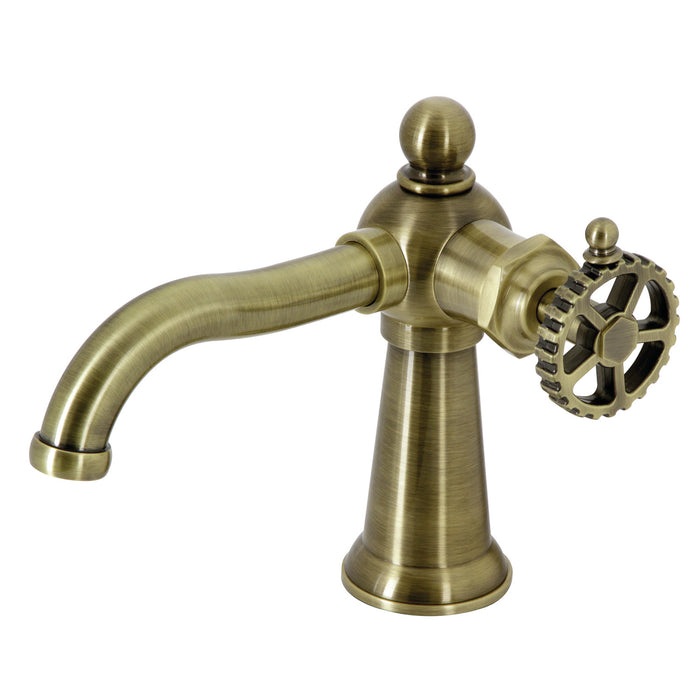 Fuller KS3543CG One-Handle 1-Hole Bathroom Faucet with Push Pop-Up Drain, Antique Brass