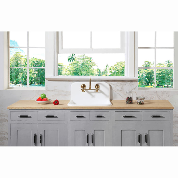 Kingston Brass Gramercy Adjustable Center 2-Handle Wall-Mount Standard  Kitchen Faucet in S