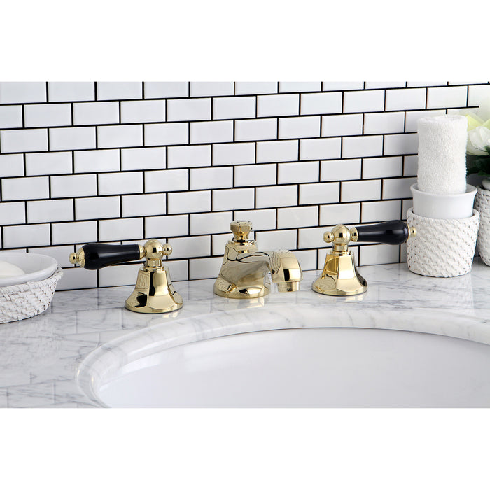 Duchess KS4462PKL Two-Handle 3-Hole Deck Mount Widespread Bathroom Faucet with Brass Pop-Up Drain, Polished Brass