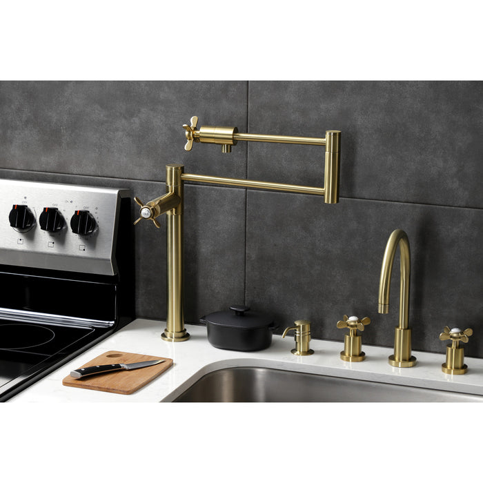 Essex KS4707BEX Single-Hole Deck Mount Pot Filler, Brushed Brass