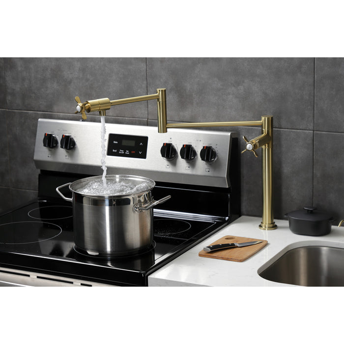 Essex KS4707BEX Single-Hole Deck Mount Pot Filler, Brushed Brass