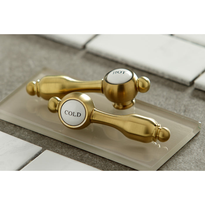 Tudor KS7977TAL Two-Handle 3-Hole Deck Mount Bridge Bathroom Faucet with Brass Pop-Up, Brushed Brass