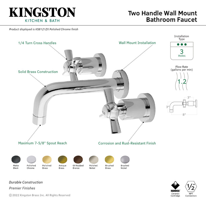Kingston Brass KS3220BEX 6-Inch Adjustable Center Wall Mount
