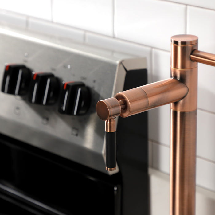 Kaiser KS870DKLAC Two-Handle 1-Hole Deck Mount Pot Filler, Antique Copper